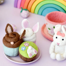 Felt Easter Bunny Cupcakes (Set of 3) | Play Food