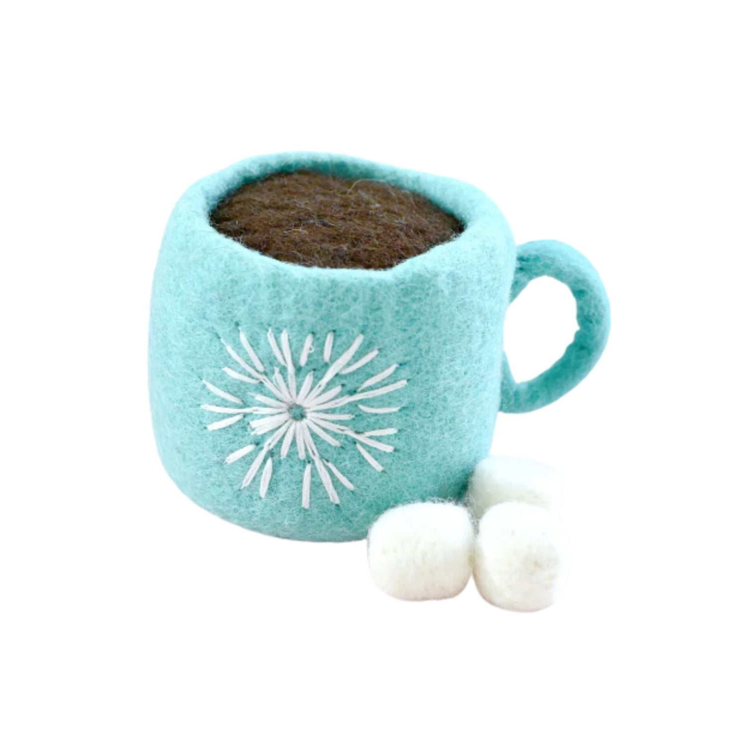 Felt Hot Chocolate with Marshmallows | Play Food (Blue Mug)