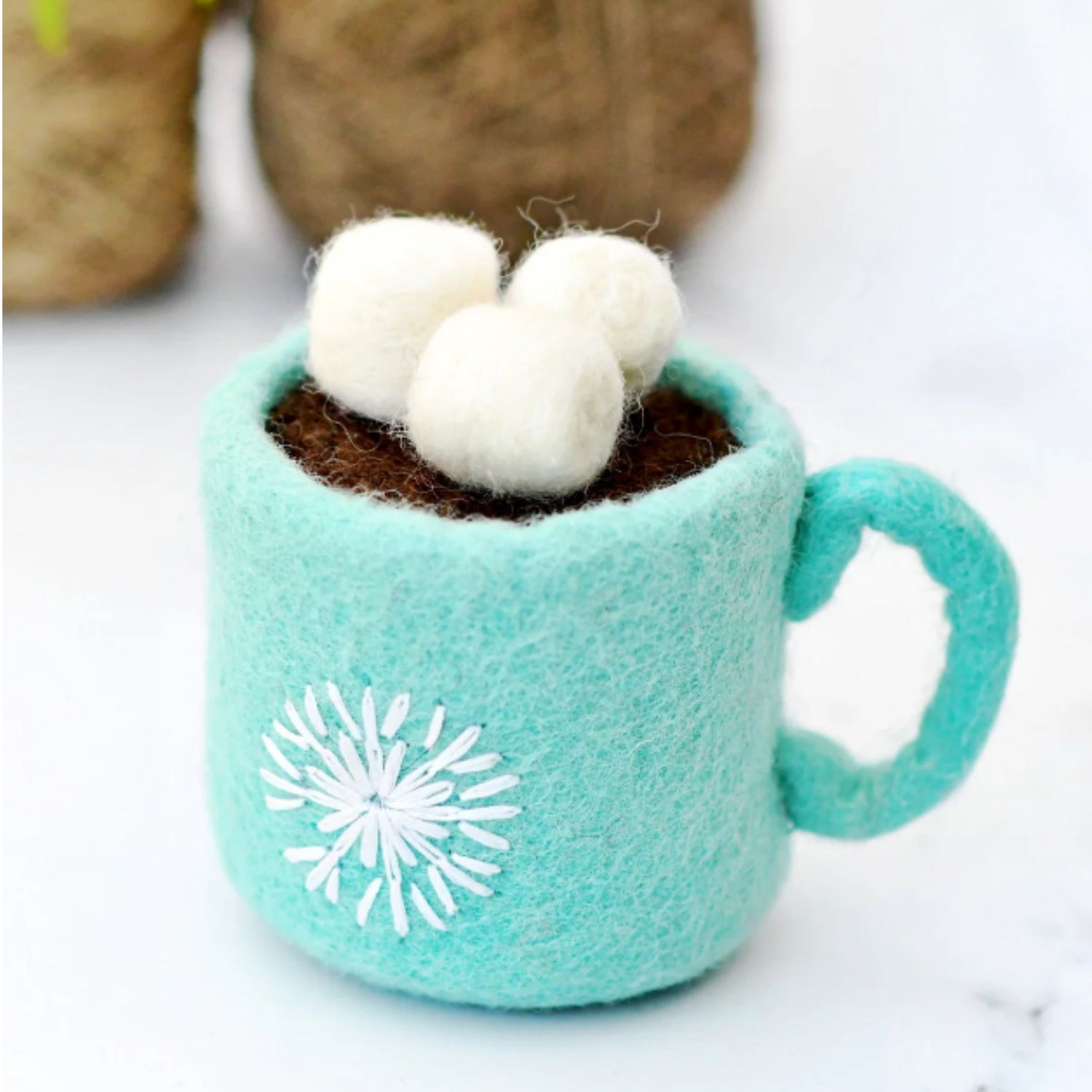 Felt Hot Chocolate with Marshmallows | Play Food (Blue Mug)