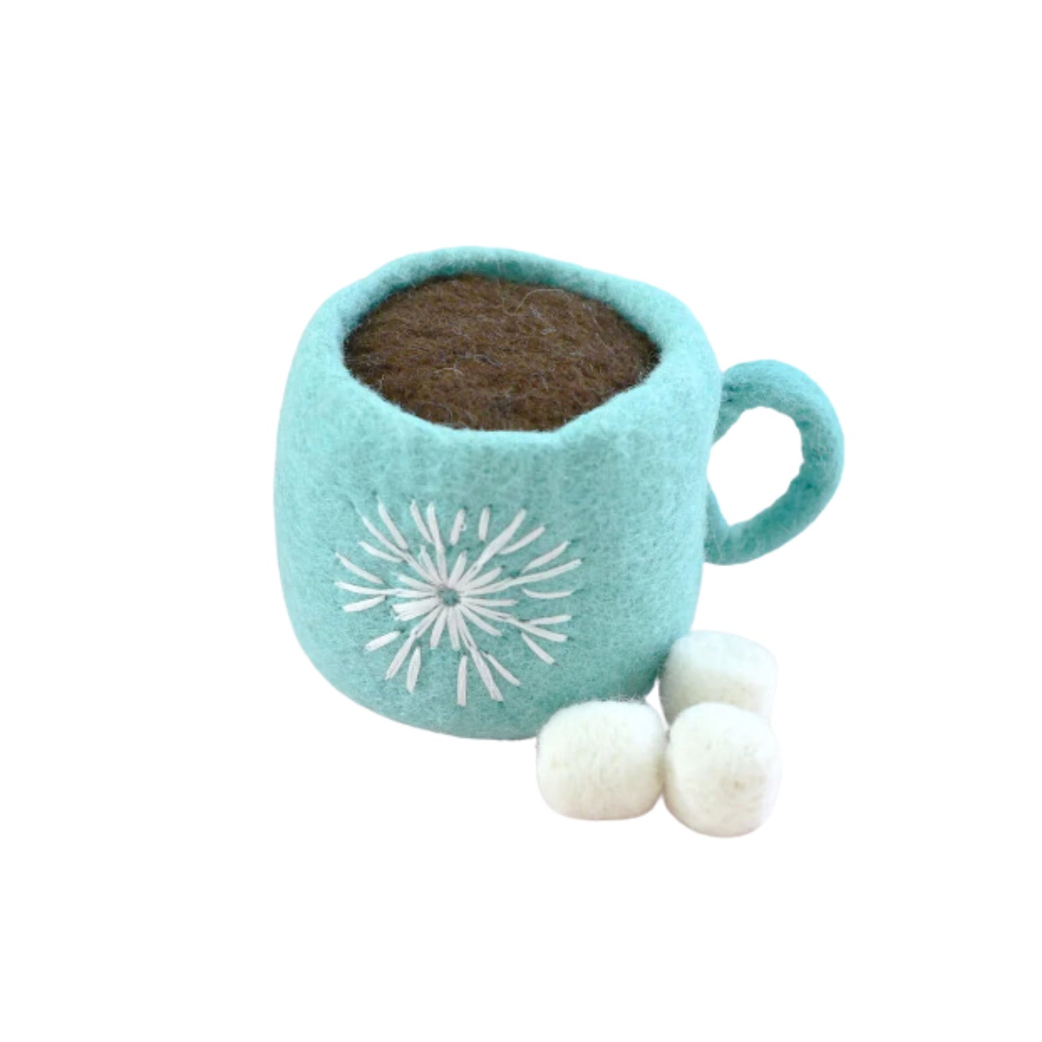 Felt Hot Chocolate with Marshmallows | Play Food (Blue Mug)