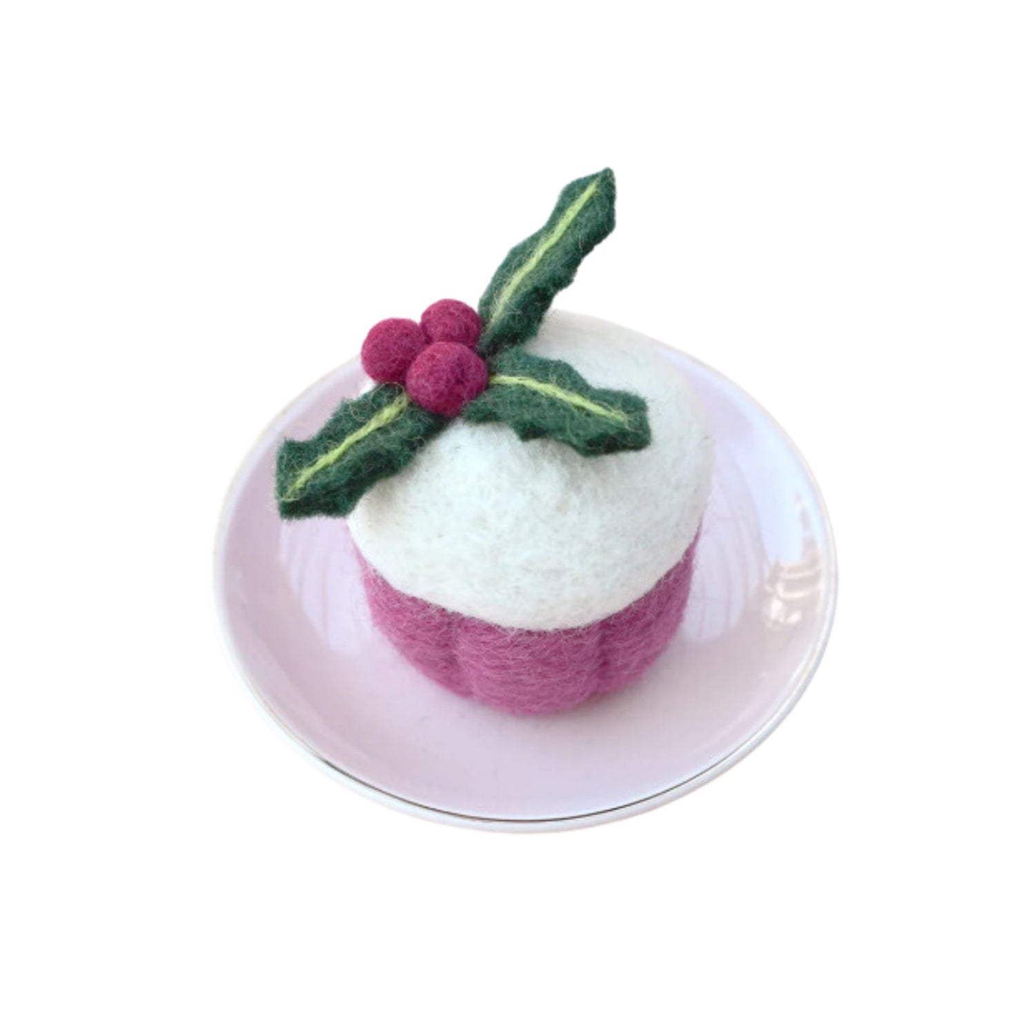 Felt Holly Berry Christmas Cupcake | Play Food