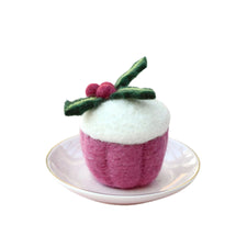 Felt Holly Berry Christmas Cupcake | Play Food