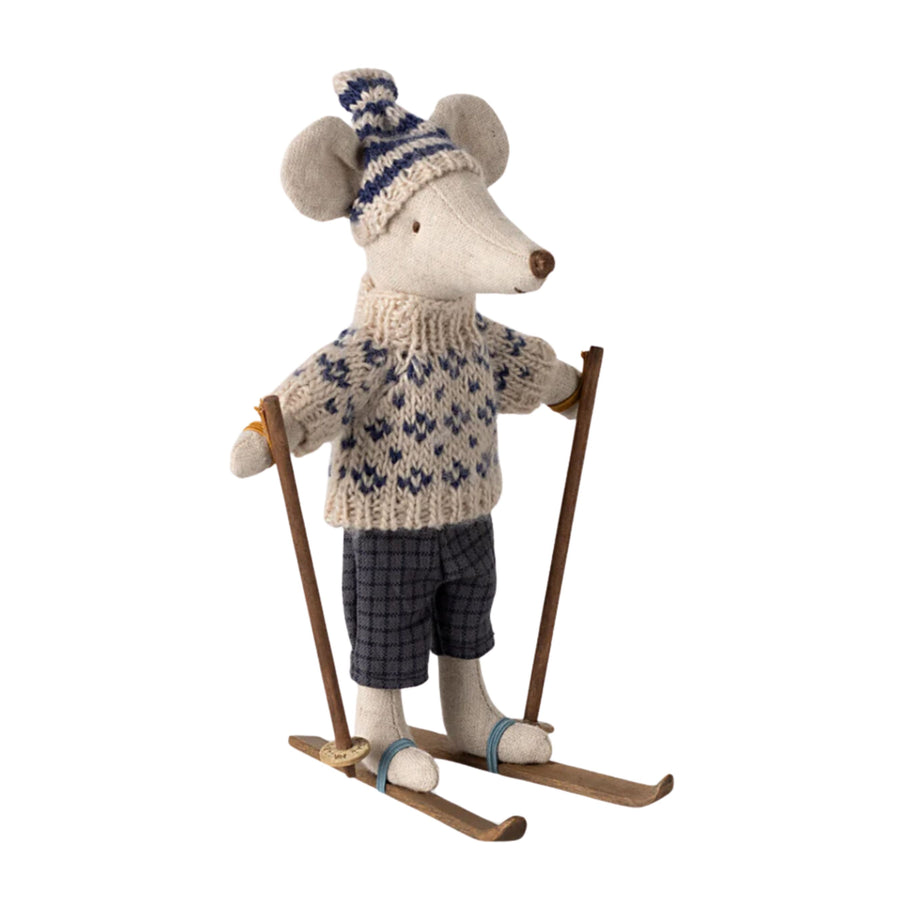 PRE-ORDER Maileg 2024 Winter Mouse with Ski Set - Blue (Dad)