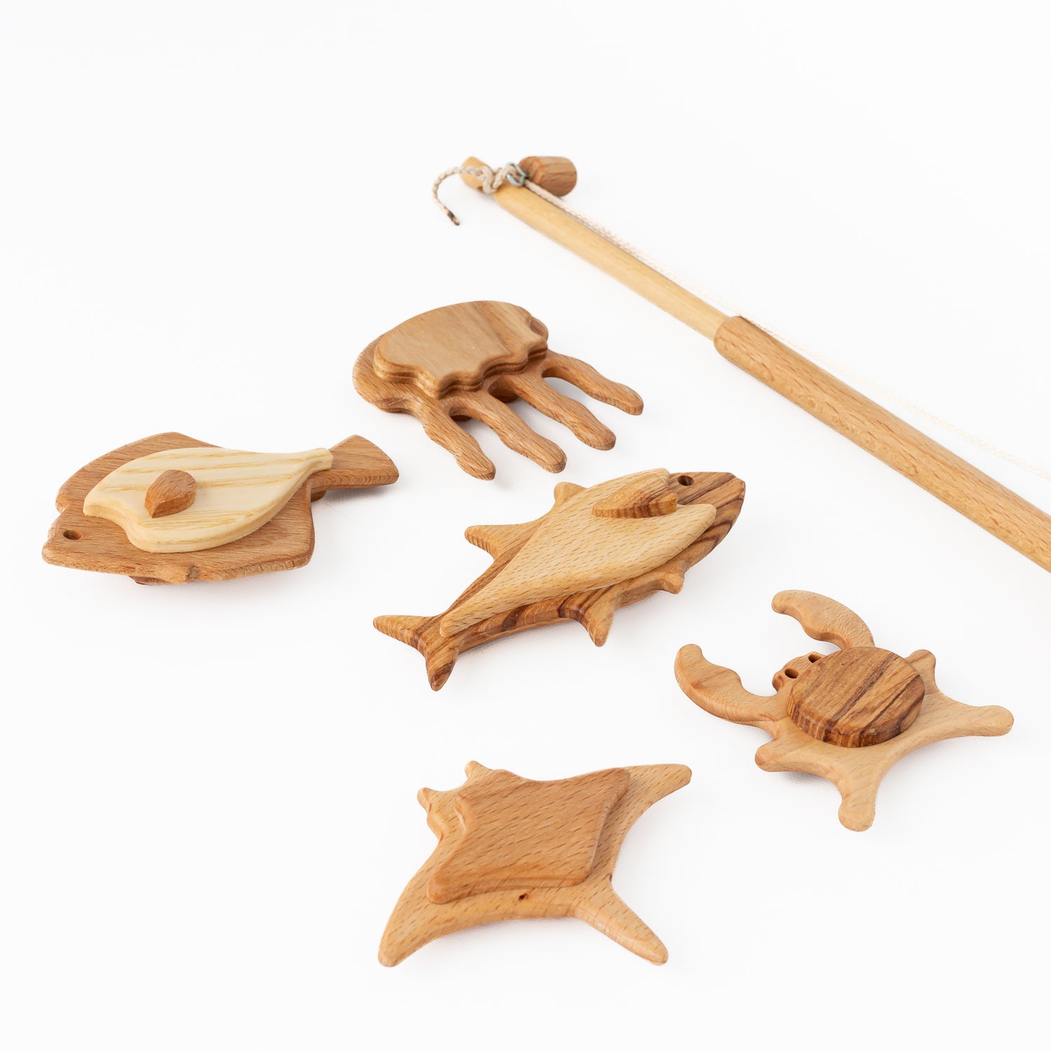 Handmade Wooden Fishing Set | Magnetic Fishing Game