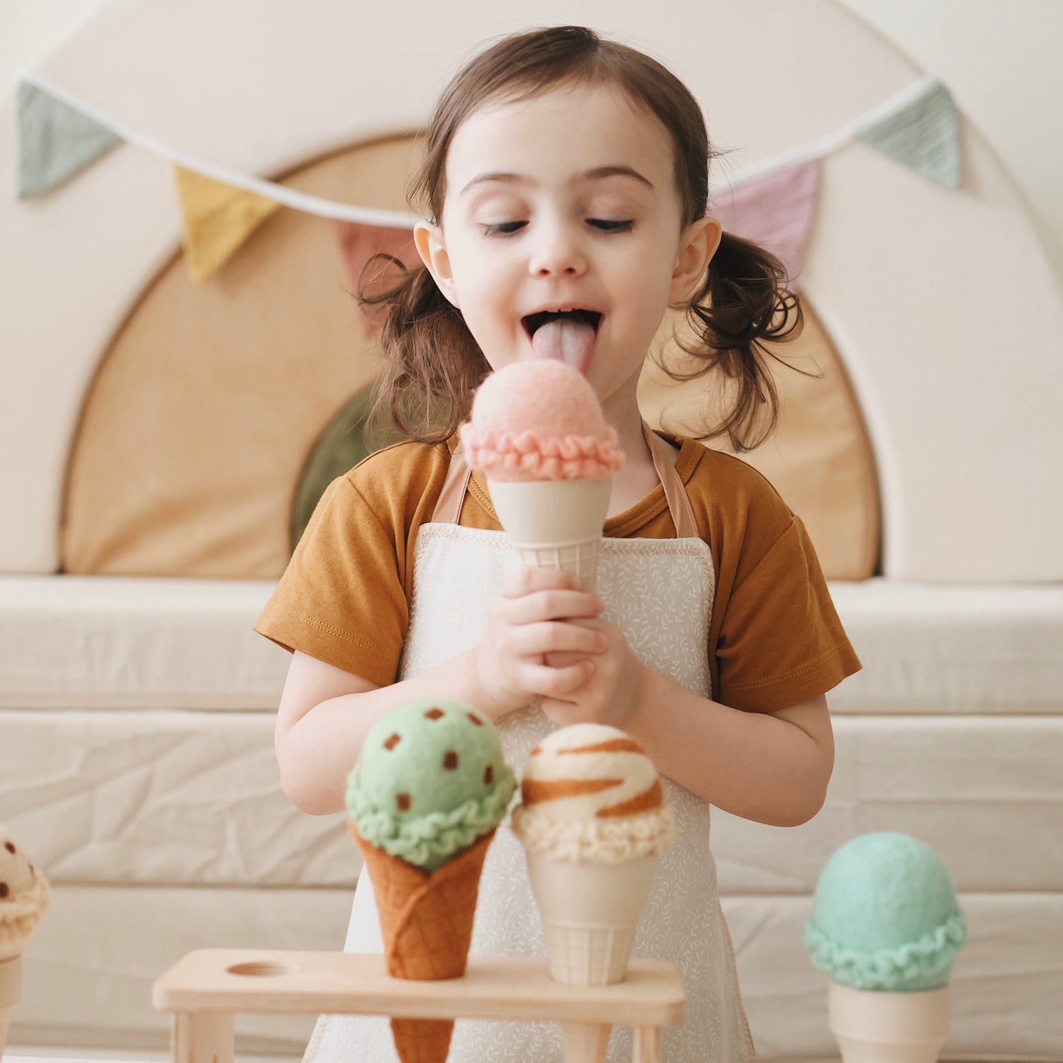 Felt Ice Creams and Waffle Cones | Play Food Set