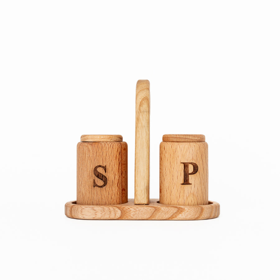 Wooden Pretend Play Salt & Pepper Shaker Set