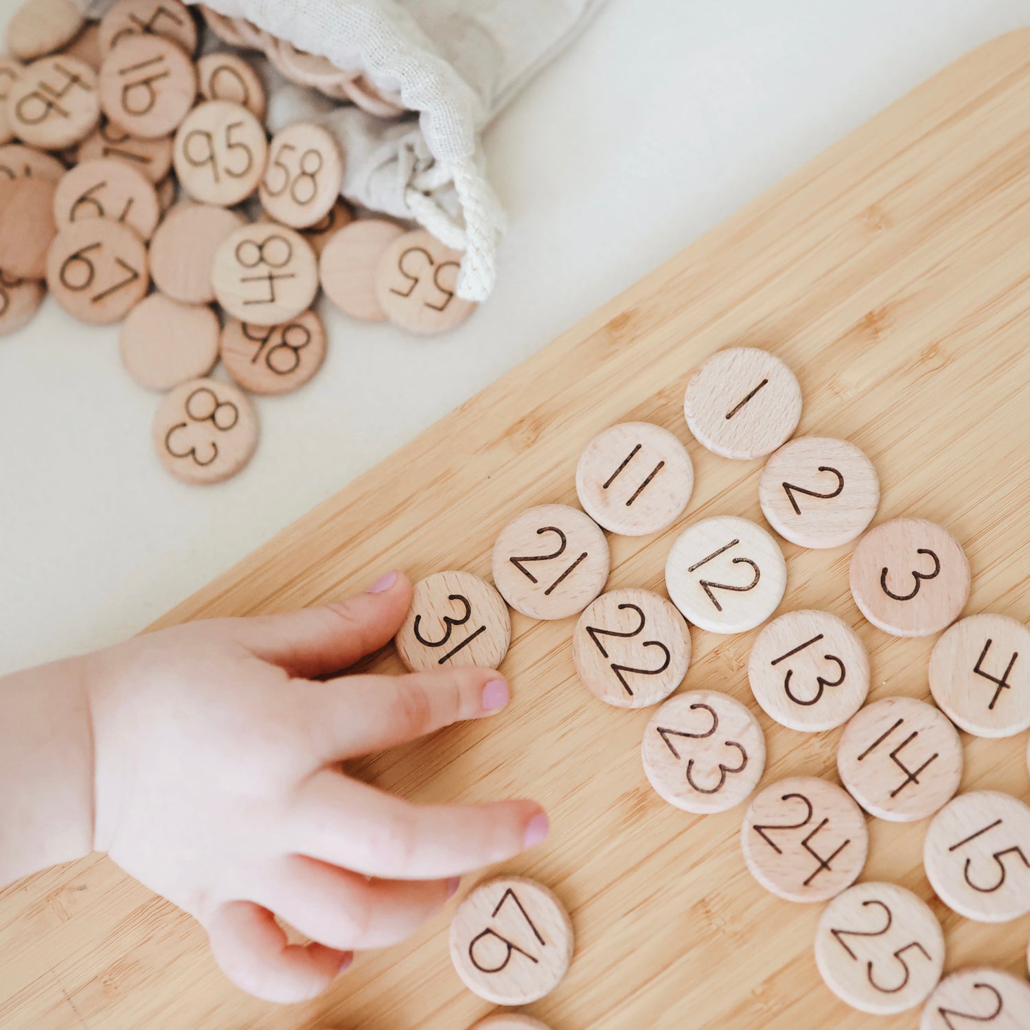 1-100 Wooden Counting Discs ( Mini)