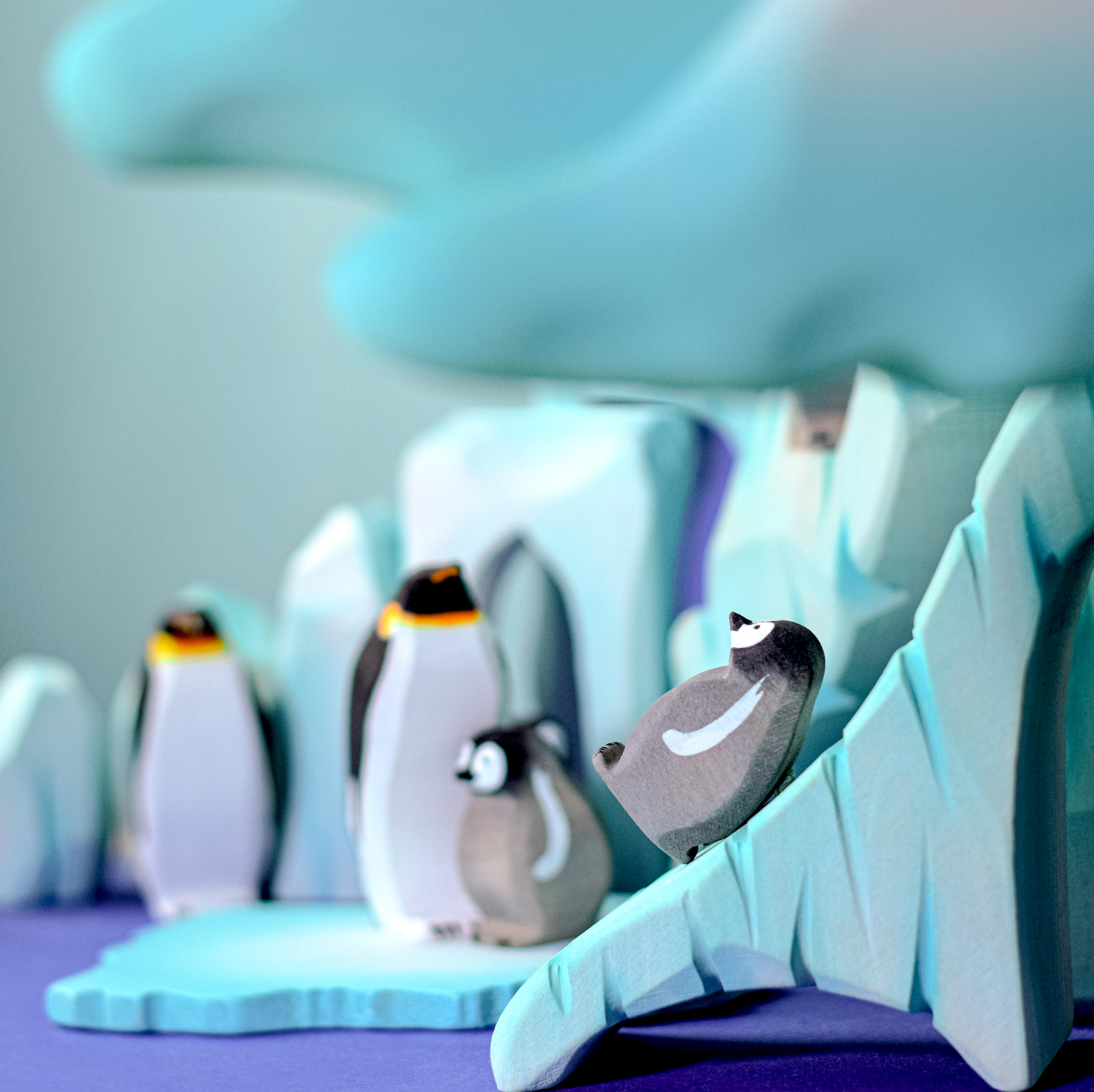 Wooden Icy Cliff and Penguin Set