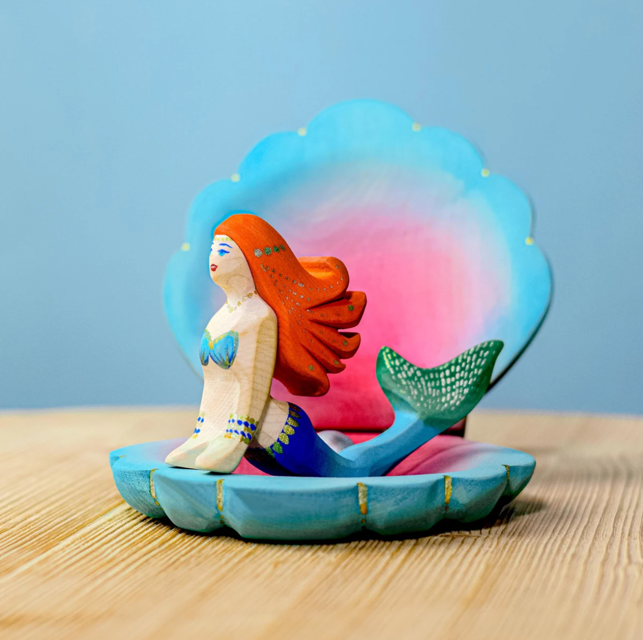 Wooden Shell and Mermaid Set