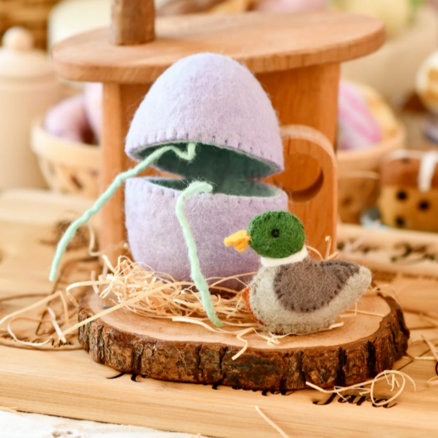 Felt Purple Surprise Egg with Duck