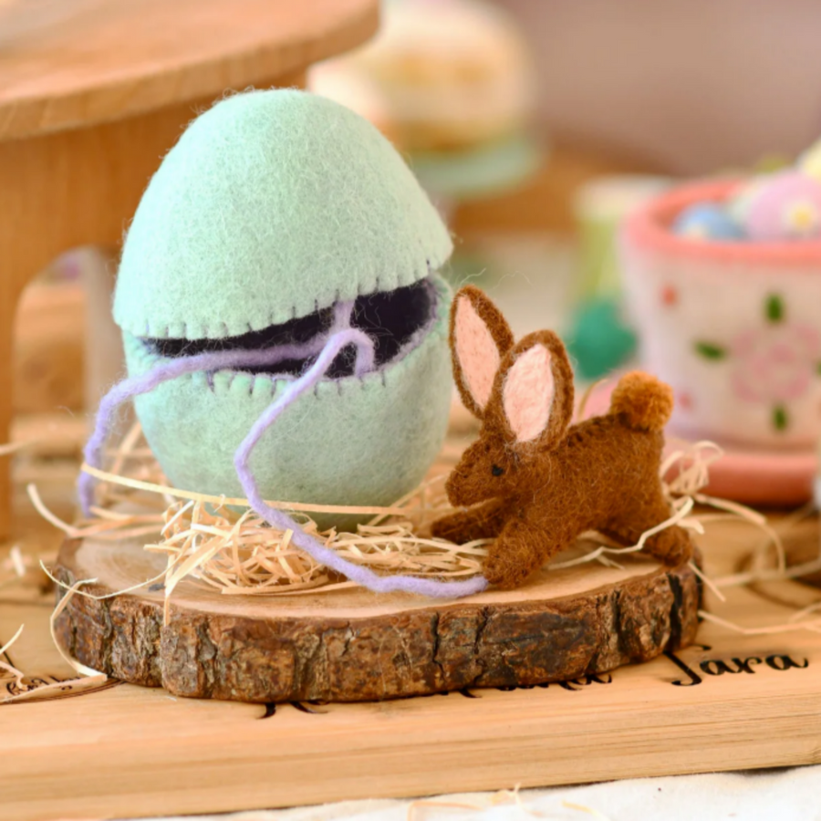 Felt Green Surprise Egg with Bunny