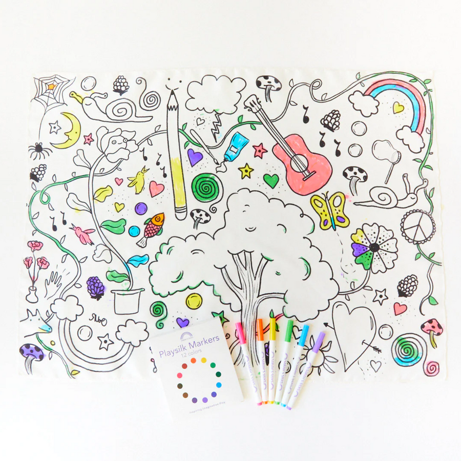 Sarah's Silks Doodle Colouring Seek & Find Playsilk and Markers Set