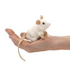 Mini White Mouse Finger Puppet