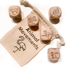 Wooden Animal Movement Dice (Set of 5)