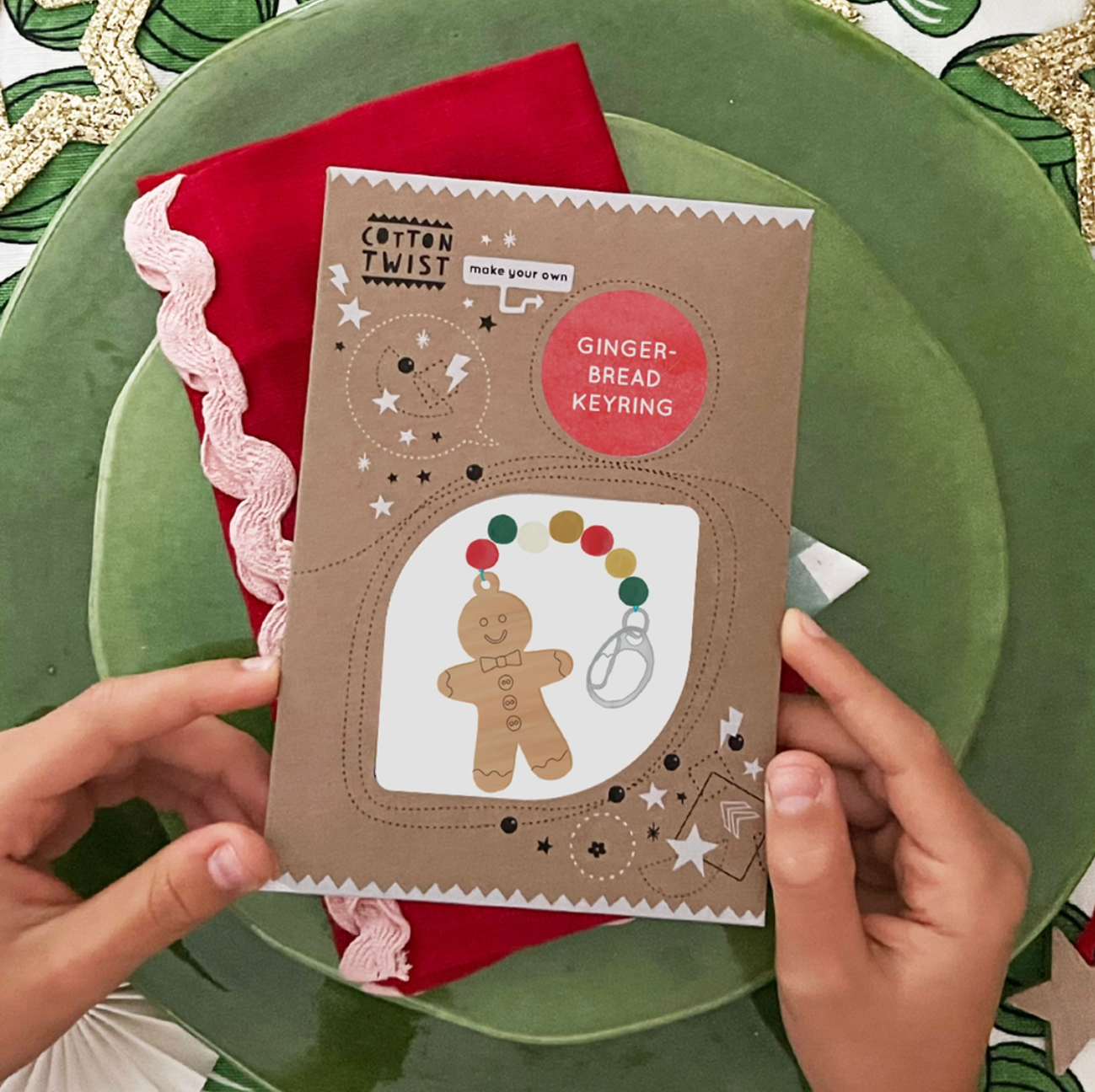 Make Your Own Christmas Gingerbread Character Keyring | Wooden Craft Kit