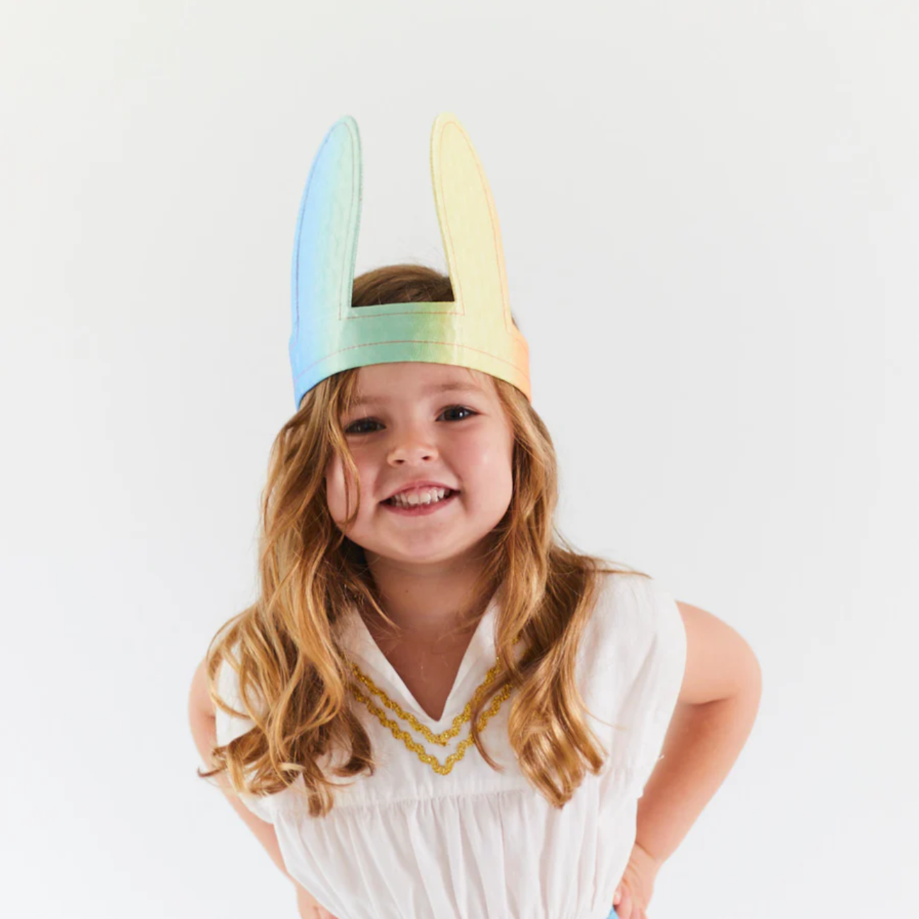 Silk Bunny Ears and Tail Dress Up Set (Soft Rainbow)