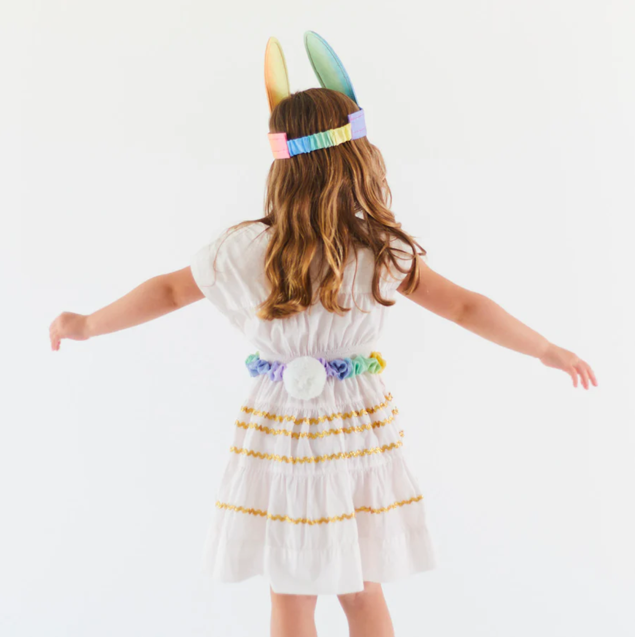 Silk Bunny Ears and Tail Dress Up Set (Soft Rainbow)