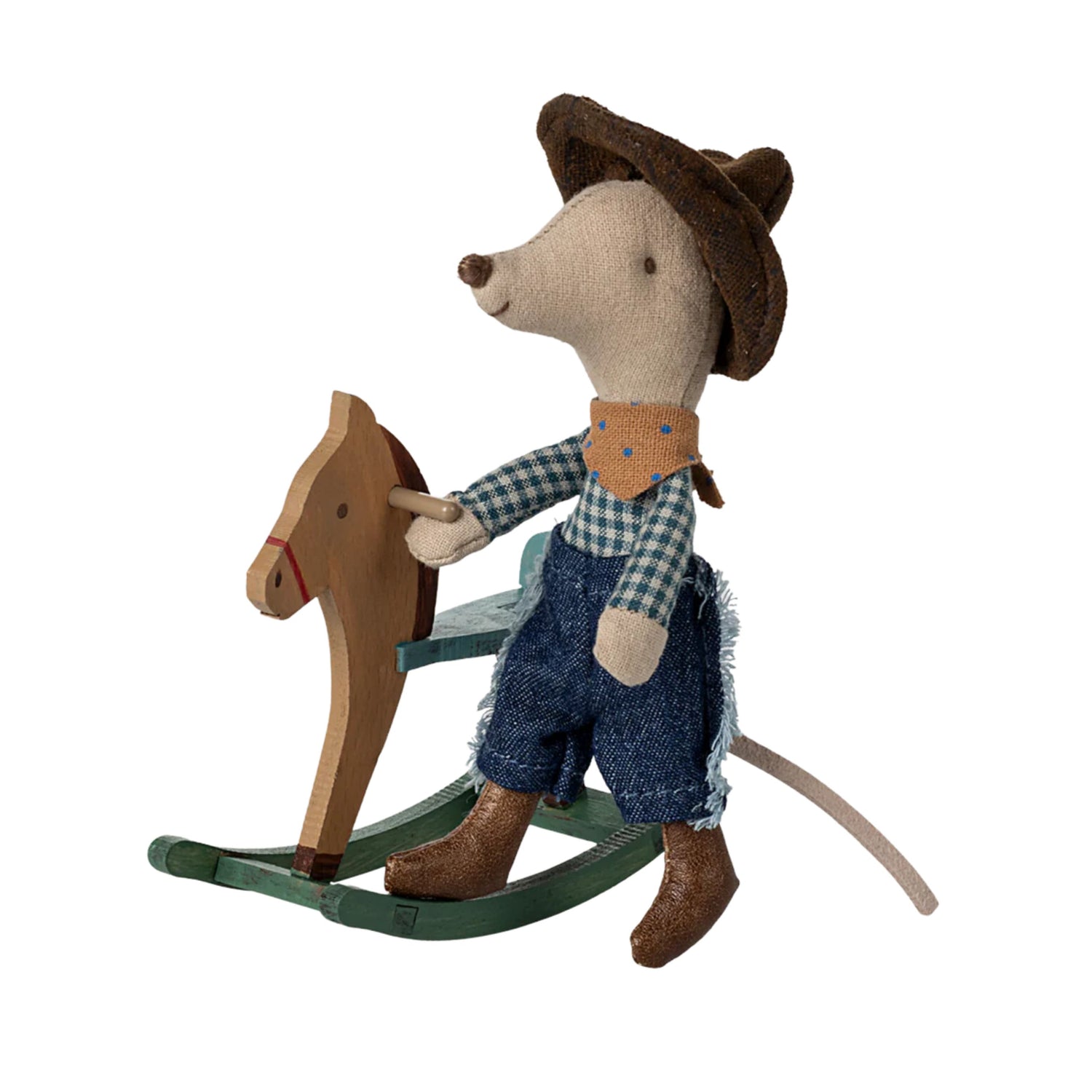 PRE-ORDER Maileg Cowboy Mouse on Rocking Horse (Little Brother)