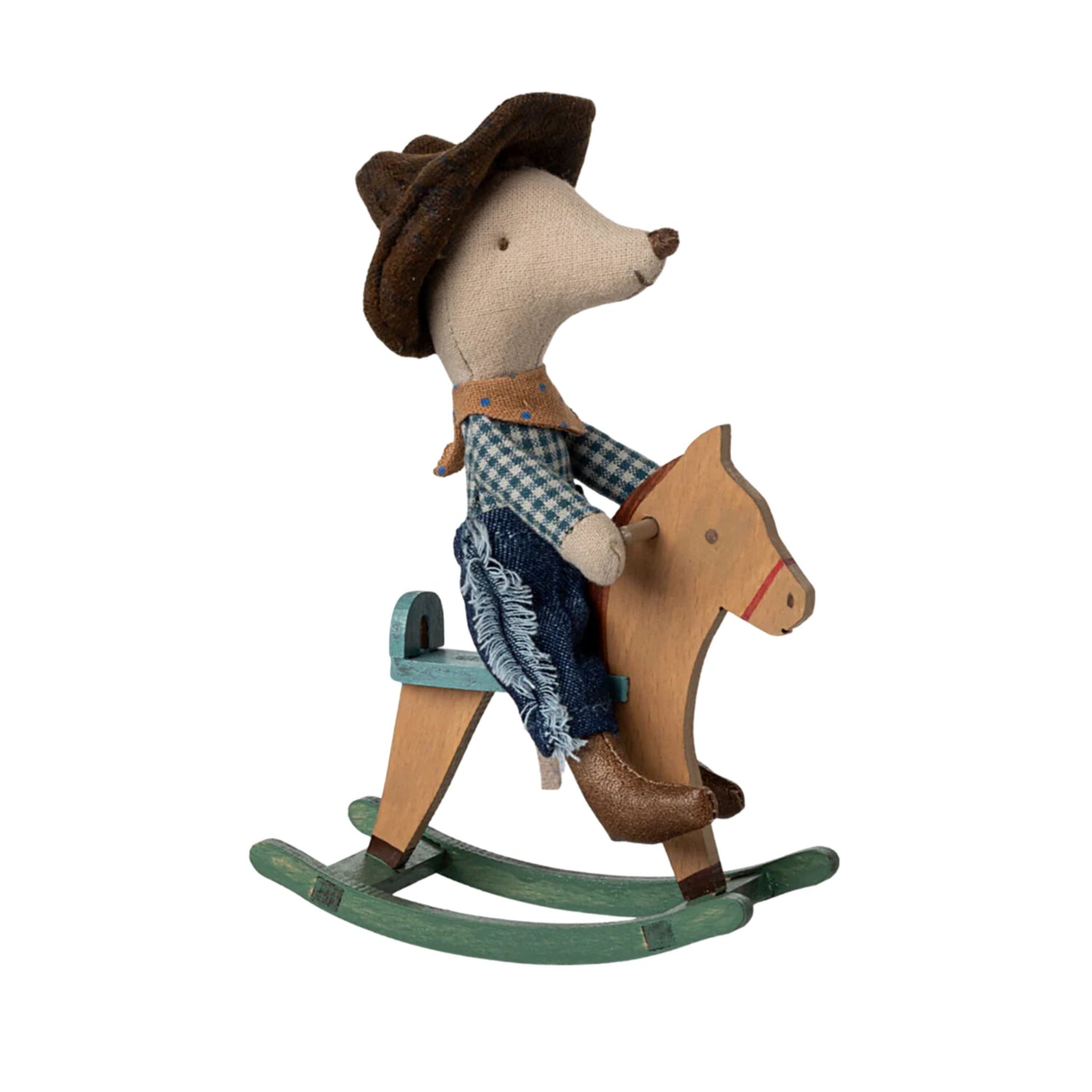 PRE-ORDER Maileg Cowboy Mouse on Rocking Horse (Little Brother)