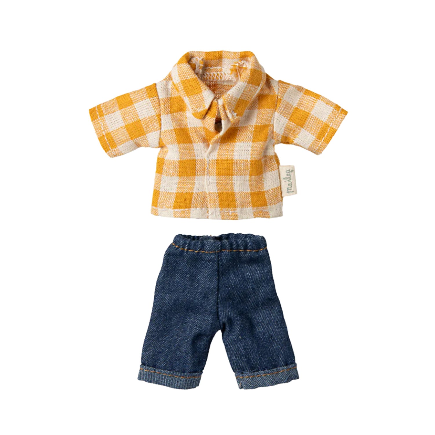 PRE-ORDER Maileg Yellow Checkered Shirt and Pants (Dad Mouse)