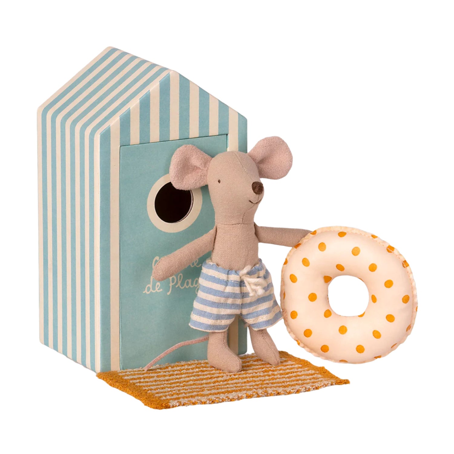 Maileg Beach Mouse with Float - Cabin de Plage (Little Brother)