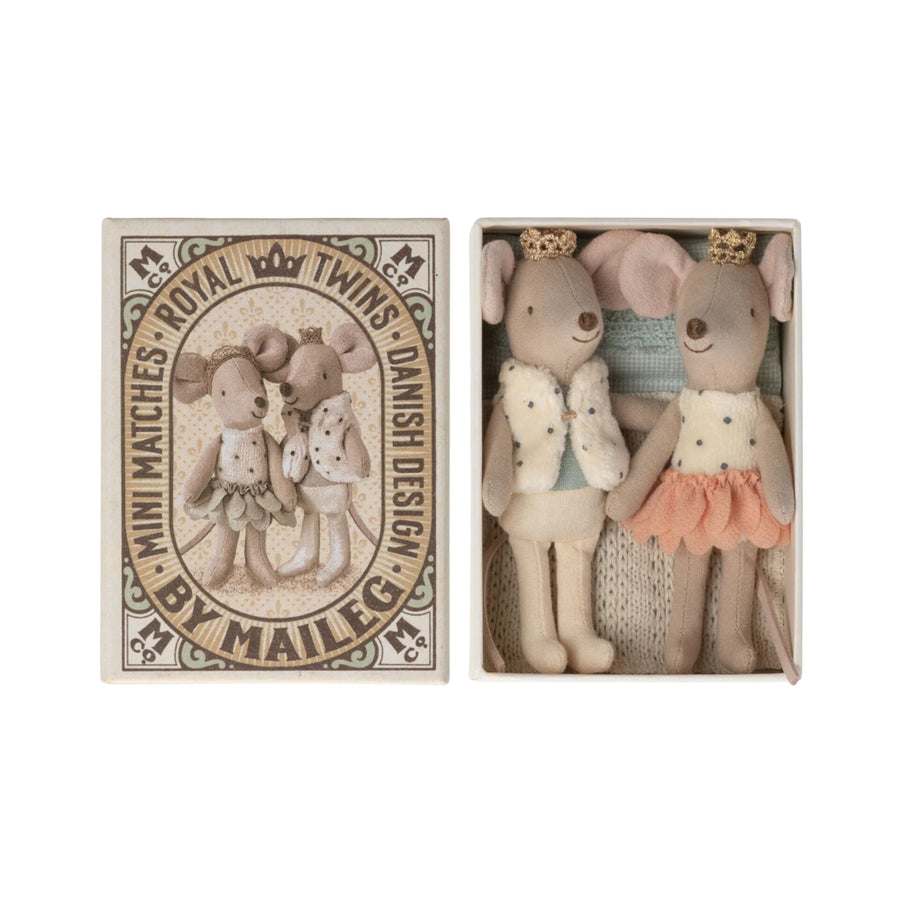 Maileg Royal Twins Mice in Matchbox (Little Sister & Brother)