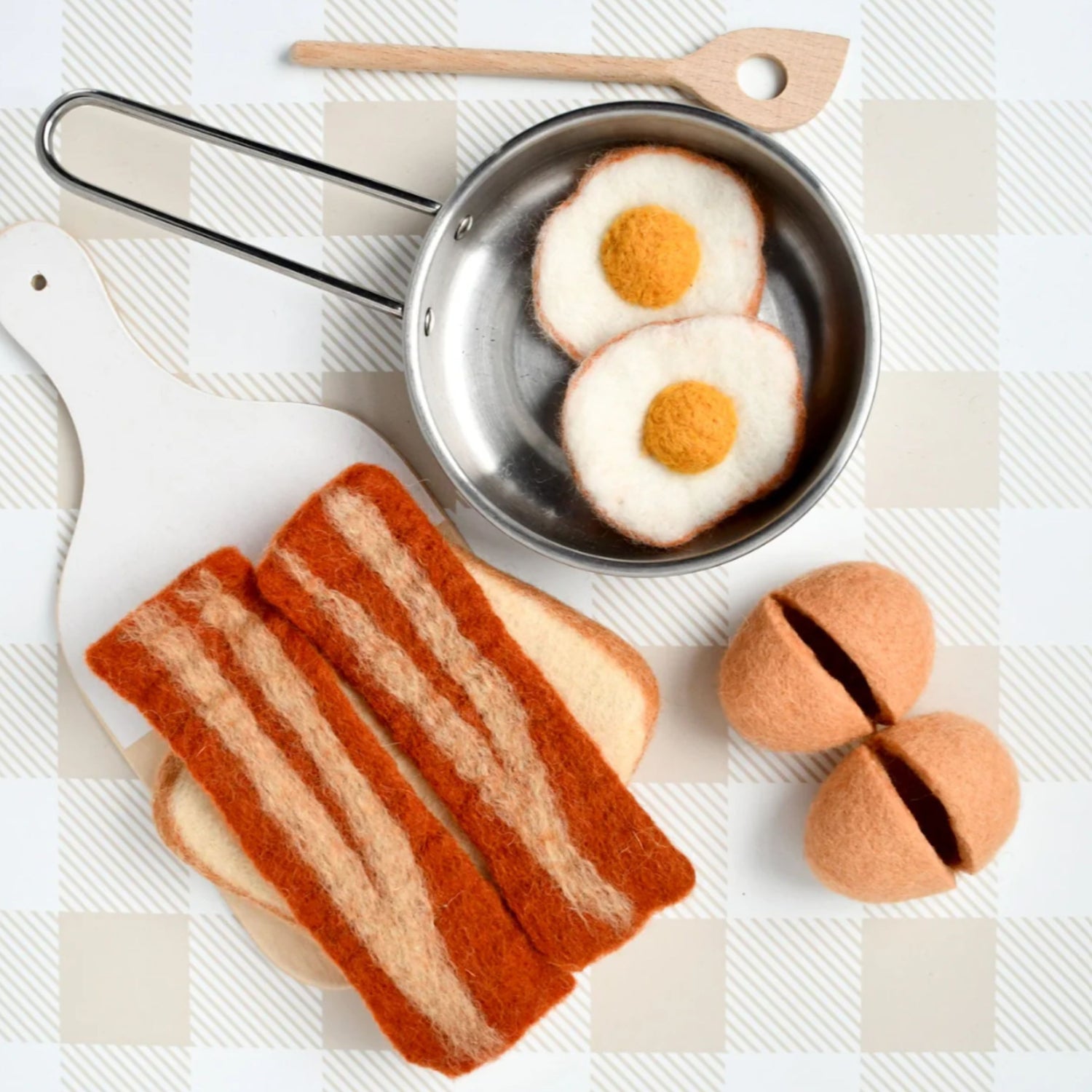 Felt Bacon and Eggs | Breakfast Play Food Set