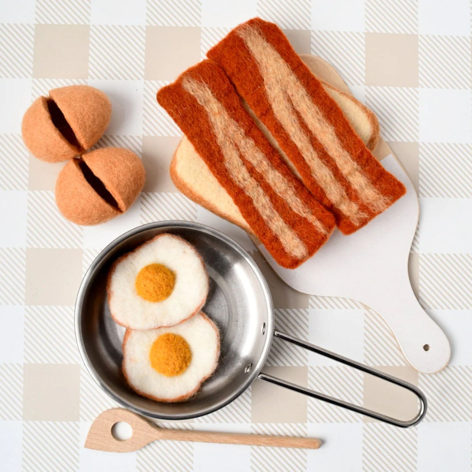 Felt Bacon and Eggs | Breakfast Play Food Set