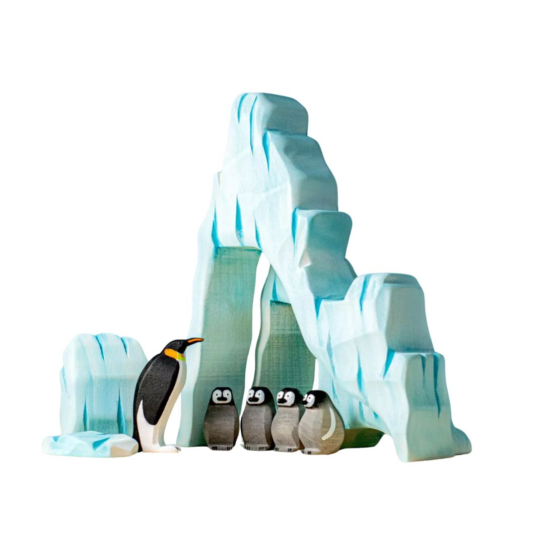 Wooden Icy Cliff and Penguin Set