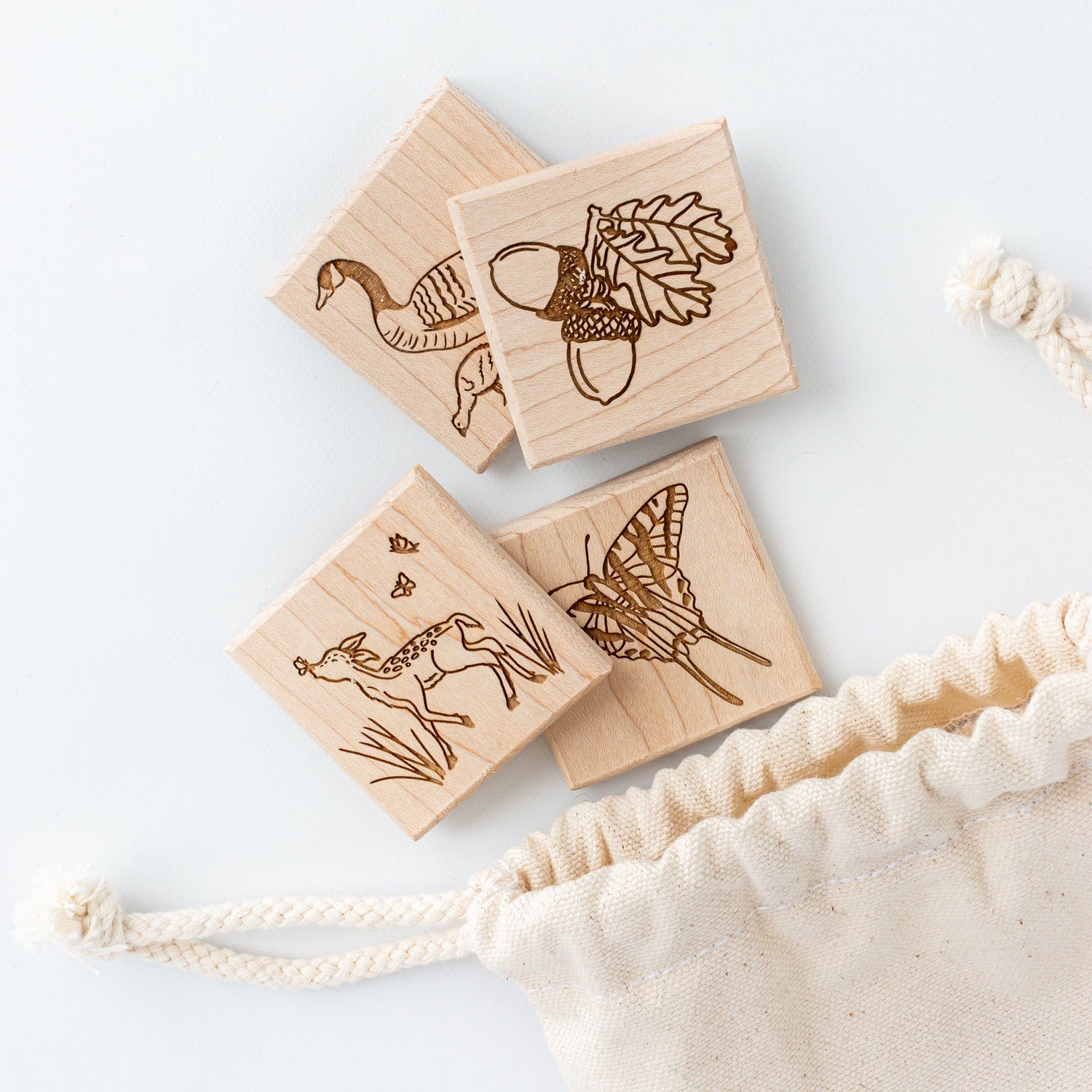 Maker Mind Toys Building & Stacking Wooden Nature-Themed Matching Memory Game (24 Tiles) - Handmade in Canada